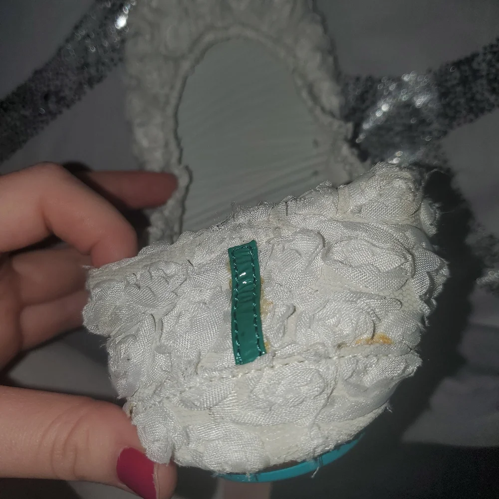 Tieks White Rose Garden Ballet Flat Shoes 9 - Picture 11 of 16